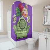 rideau de douche violet à fleurs vintages (En situation)