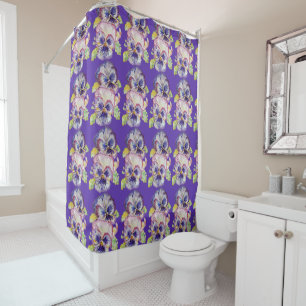 Rideau de douche violet chic pourpre et shabby