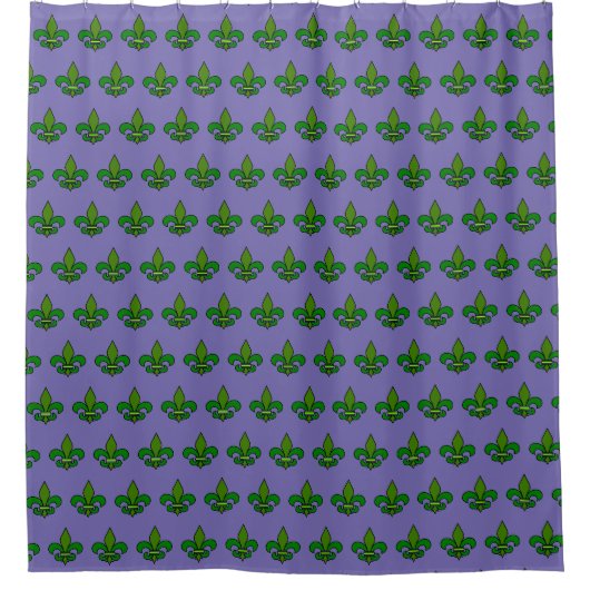Rideau de douche violet Fleur de Lis Mardi Gras (Devant)
