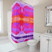 rideau de douche violet, rose et orange (En situation)
