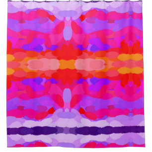 rideau de douche violet, rose et orange