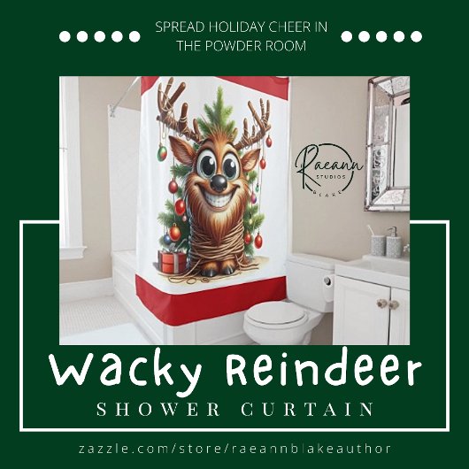 Rideau de douche Wacky Reindeer