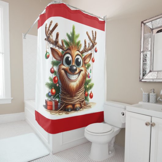 Rideau de douche Wacky Reindeer (En situation)