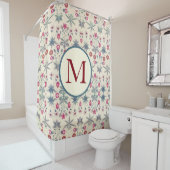 Rideau de douche William Morris avec initiale (En situation)