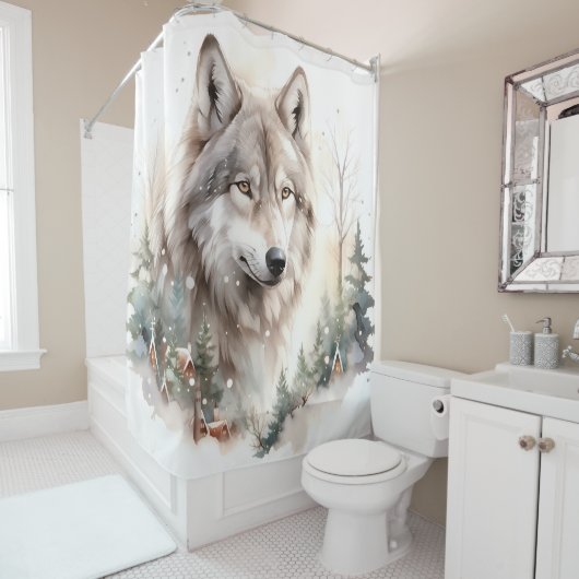 Rideau de douche Wolf d'hiver (En situation)