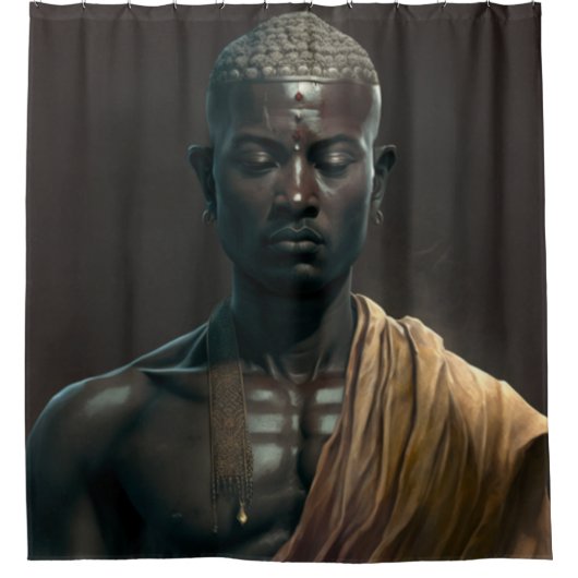 Rideau de douche Zen Black Bouddha (Devant)