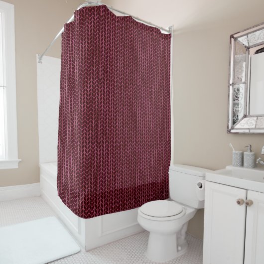 Rideau de douche Zig Zag rose foncé (En situation)