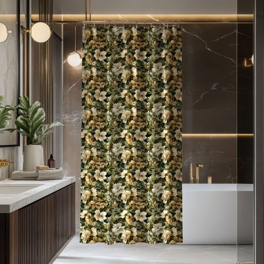 Rideau de fleurs dorées et verdure luxuriante élég