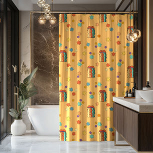 Rideau de salle de bain coloré et funky des années