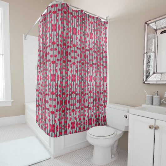 Rideau en douche - 010 - gris et rouge (En situation)