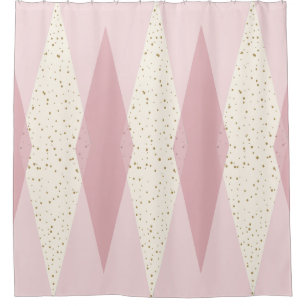 Rideau en douche à motifs de losanges rose modern