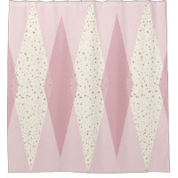 Rideau en douche à motifs de losanges rose moderne