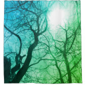 Rideau en douche abstrait d'arbre vert-bleu (Devant)
