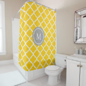 Rideau en douche blanc jaune de monogramme de (En situation)