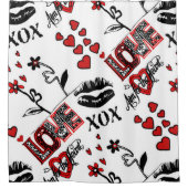 Rideau en douche blanc noir rouge de motif de (Devant)