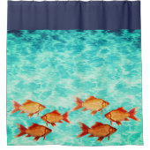Rideau en douche bleu avec le poisson rouge (Devant)