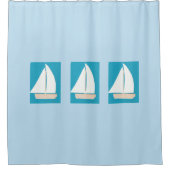 Rideau en douche bleu-clair avec les voiliers (Devant)