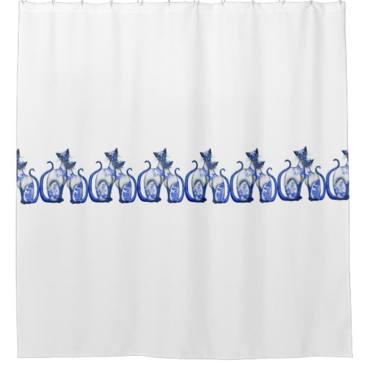 Rideau en douche bleu de chats siamois de saule (Devant)