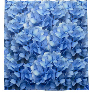 Rideau en douche bleu d'hortensia