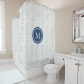 Rideau en douche bleu gris de monogramme de (En situation)