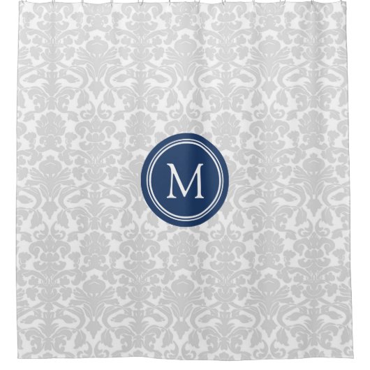 Rideau en douche bleu gris de monogramme de (Devant)