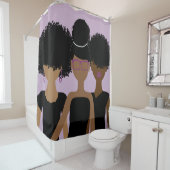 Rideau en douche bouclé de trio de fille (En situation)