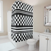 Rideau en douche/Checkered et rayures (En situation)