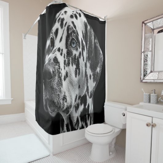 Rideau en douche dalmatien (En situation)