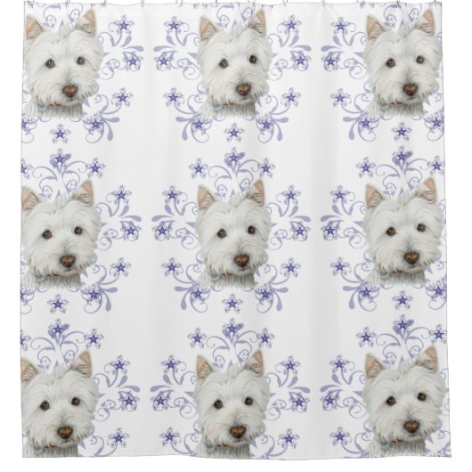 Rideau en douche d'art de chien de Westie de Noël (Devant)