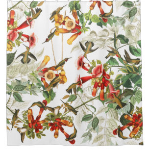 Rideau en douche d'Audubon de fleurs d'oiseaux de