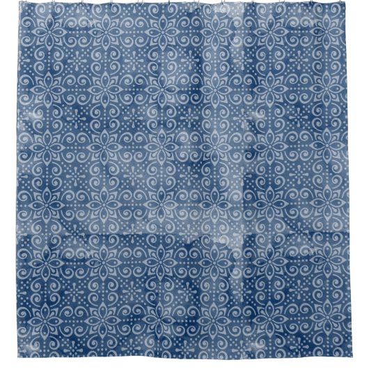 Rideau en douche de batik de marine (Devant)