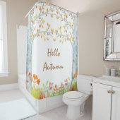 Rideau en douche de bouleau d'automne d'aquarelle (En situation)