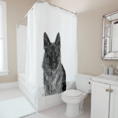 Rideau en douche de chien de berger allemand (En situation)