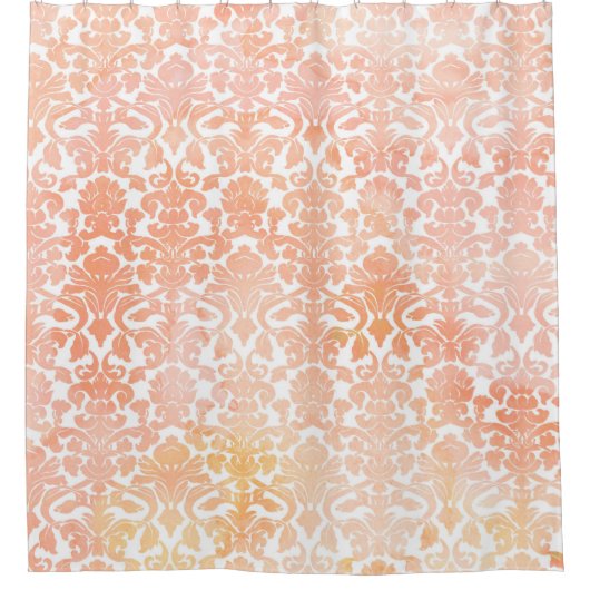 Rideau en douche de corail de damassé d'aquarelle (Devant)