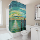 rideau en douche de coucher du soleil d'aqua (En situation)