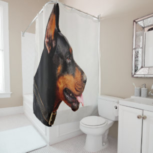 Rideau en douche de dobermann