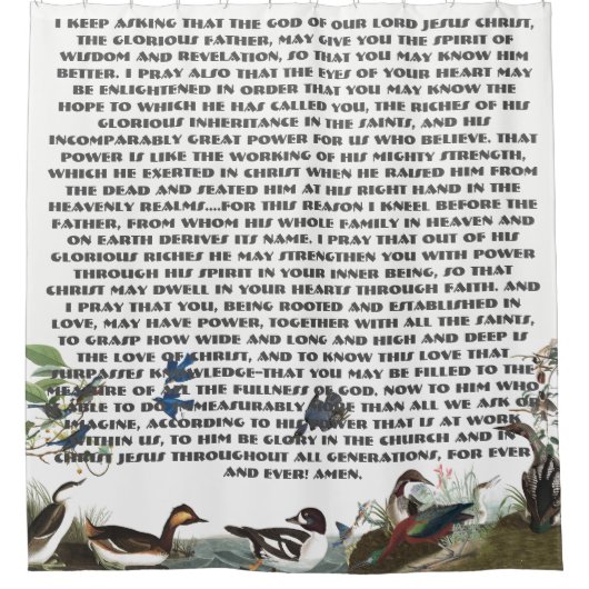 Rideau en douche de faune d'oiseaux de prière (Devant)