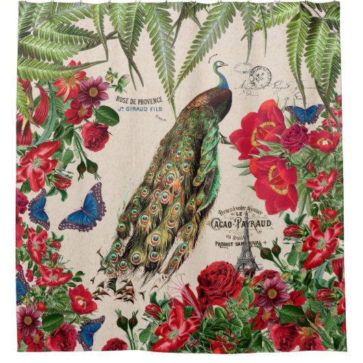 Rideau en douche de fleurs de paon de papillons de (Devant)