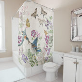 Rideau en douche de fleurs de papillon d'oiseaux (En situation)