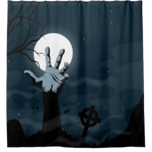 Rideau en douche de Halloween de main de zombi