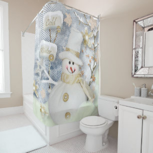 Rideau en douche de Noël/bonhomme de neige