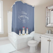 Rideau en douche de pingouins de Joyeux Noël (En situation)