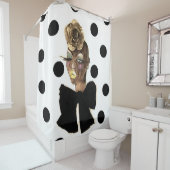 Rideau en douche de point de polka de HAUTE (En situation)