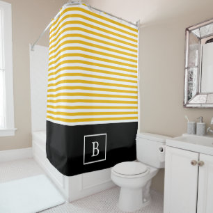 Rideau en douche de rayure de monogramme -