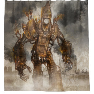 Rideau en douche de Steampunk Big Ben