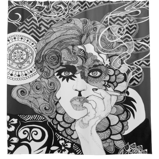 Rideau en douche de tabagisme de femme (Devant)