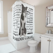 Rideau en douche de traits de border collie (En situation)