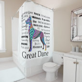 Rideau en douche de traits de great dane (En situation)