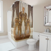 Rideau en douche de tuyaux d'organe d'église