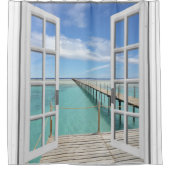 Rideau en douche de vue d'océan avec des nuages (Devant)